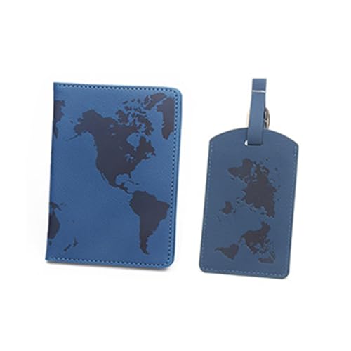 OralGos Reisepasshülle aus PU-Leder mit Vintage-Weltkarte, Brieftaschen- und Koffer-Gepäcketiketten-Set, organisiert und modisch von OralGos