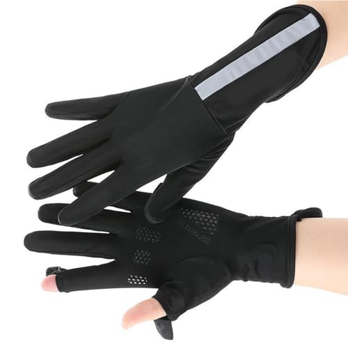OralGos Sonnenfeste Handschuhe für Erwachsene, zwei Finger, freiliegende Handschuhe, Angeln, Radfahren, Kühlung, Teenager, Outdoor-Sport, Vollfinger-Handschuhe von OralGos