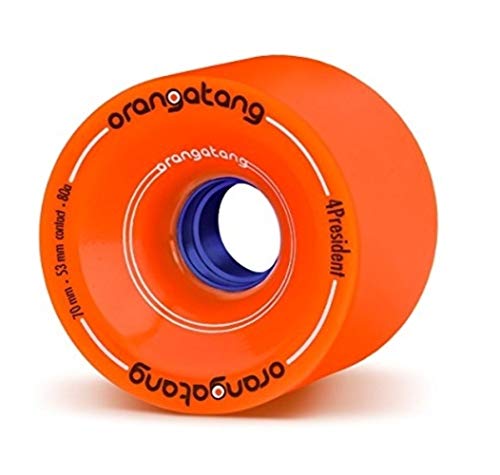 Orangatang 4 President 70 mm 80a Cruising Longboard Skateboard Wheels w/Loaded Jehu V2 Bearings (Orange, Set of 4) von Orangatang