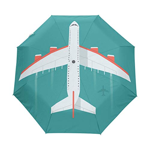 Orediy Automatischer Faltbarer Regenschirm Flugzeug im winddichtem Reise-kompakt tragbar Sonnenregen UV-beständiger Regenschirm von Orediy