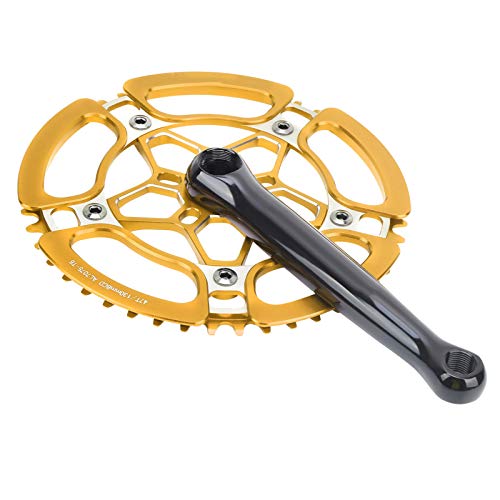Oreilet Mountainbike Kurbelgarnitur, Single Speed ​​Kurbelgarnitur Kurbelarm Kurbelgarnitur mit wunderschöner Form zum Radfahren(Gold) von Oreilet
