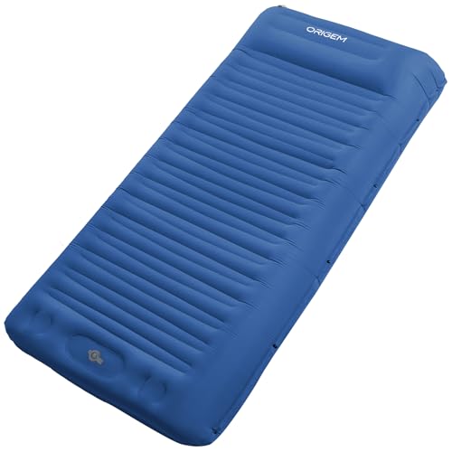 Origem Isomatte Camping Selbstaufblasend, 14cm Ultraleichte Schlafmatte Aufblasbar Kleines Packmaß, Selbstaufblasbare Luftmatratze Outdoor mit Fußpumpe für Wandern, Strand, Reisen, Zelt, Hängematte von Origem