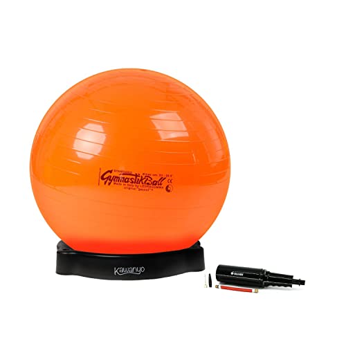 Original Pezziball Standard 53 cm orange m. Ballschale & Pumpe Gymnastikball von PEZZI