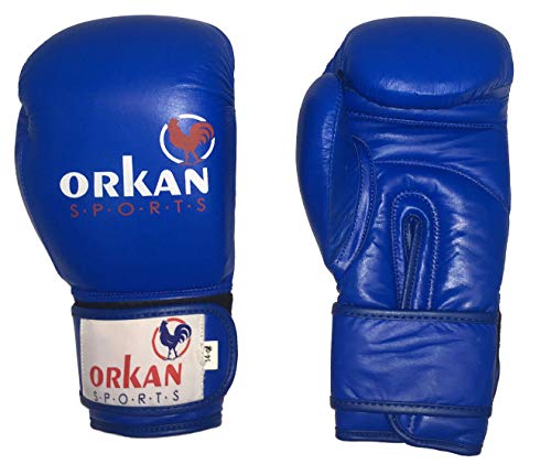 Orkansports Leder Boxhandschuhe Berlin-Style blau 10oz von Orkansports