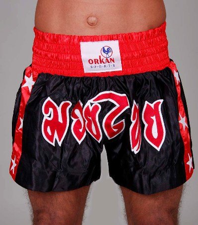 Orkansports Thaiboxhose Muay Thai Boxing Short Hose Kickboxen Shorts schwarz/rot Gr.S von Orkansports