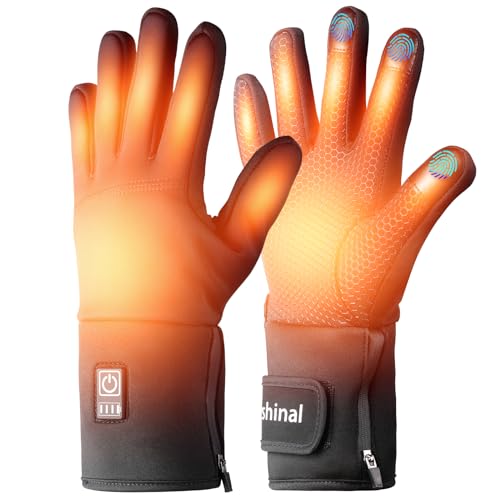 Beheizbare Handschuhe für Damen und Männer, Beheizte Handschuhe mit 7V 3000mA Dünne Wiederaufladbare Beheizte Handschuhe, 4-Stufige Temperaturbeheizte, Geeignet zum Radfahren, Wandern, Skifahren von Orshinal