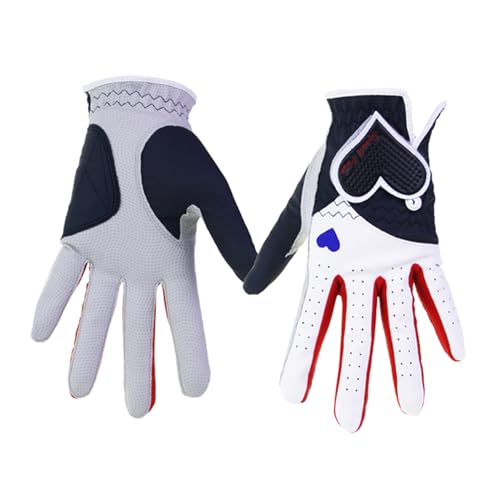 Osdhezcn Golfhandschuhe für Links- und Rechtshänder, PU-Leder, fast wetterfest, flexible Handschuhe, Golfhandschuhe für Rechts- und Linkshänder, herzförmige Handschuhe von Osdhezcn