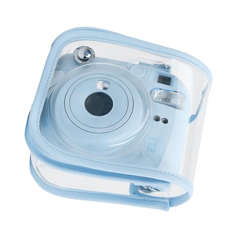 Osdhezcn Stilvolle transparente Kameratasche für Mini12 Kameratasche, PU-Kamera-Schultertaschen, klare und praktische Abdeckung, modisches Muster, abnehmbare Riemen, Kamera-Abdeckung, Hortensie blau von Osdhezcn