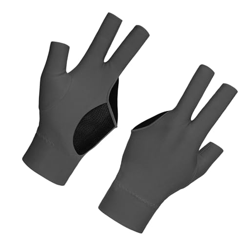 Oshhni 3-Finger-Billard-Handschuh, Pool-Snooker-Spieler-Handschuh, Handschuh für die rechte Hand, Pool-Handschuh, grau von Oshhni