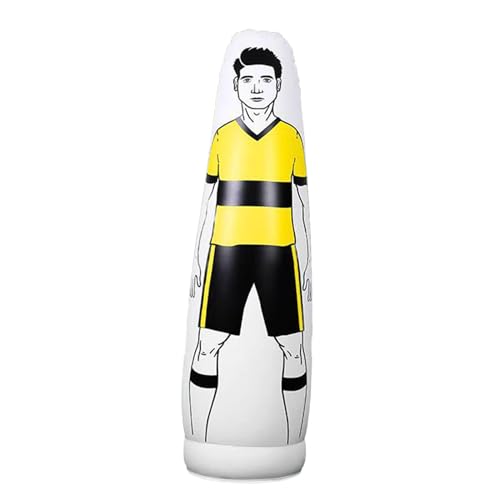 Oshhni Aufblasbare Fußball-Trainingspuppe für Erwachsene und Kinder, Dribbelwand, Passübungen, aufblasbarer Fußballtrainer-Tumbler, gelb 205cm von Oshhni