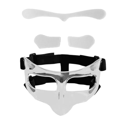 Oshhni Basketball-Maske, Gesichts-Nasenschutz, Gesichtsschutzmaske, Gesichtsschutz für gebrochene Nase zum Trainieren, Klarer, klarer Aufkleber von Oshhni