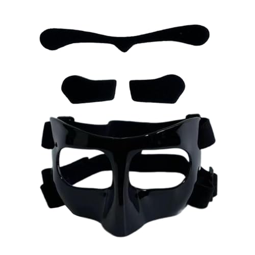 Oshhni Basketball-Maske, Gesichts-Nasenschutz, Gesichtsschutzmaske, Gesichtsschutz für gebrochene Nase zum Trainieren, Schwarzer schwarzer Aufkleber von Oshhni