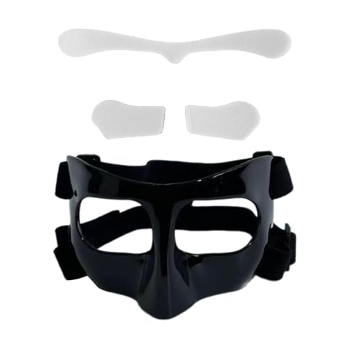 Oshhni Basketball-Maske, Gesichts-Nasenschutz, Gesichtsschutzmaske, Gesichtsschutz für gebrochene Nase zum Trainieren, Schwarzer transparenter Aufkleber von Oshhni