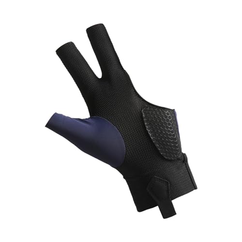 Oshhni Billardhandschuh für die Linke Hand, rutschfeste Spielhandschuhe, Queue-Sporthandschuh, 3 Finger, Pool-Handschuh, Blau von Oshhni