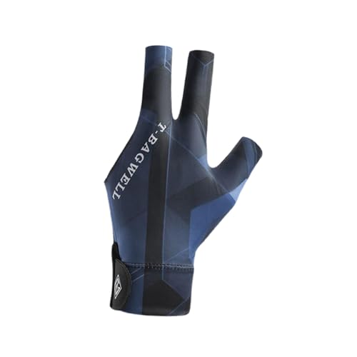 Oshhni Billardhandschuhe, Dreifingerhandschuh, schnelltrocknend, rutschfest, für Billardqueues, Linke Hand, Queue-Handschuh zum Spielen für Erwachsene und, Schwarz und blau von Oshhni