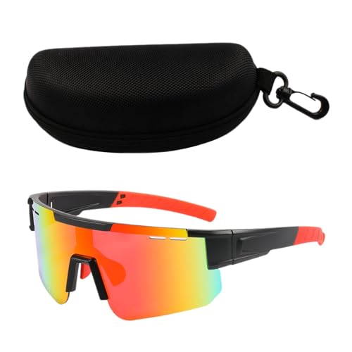 Oshhni Fahrradbrille, polarisierte Sonnenbrille, leichte, trendige Brille, blendfreie Sport-Sonnenbrille, Reitbrille zum Reiten, Schwarz Rot von Oshhni