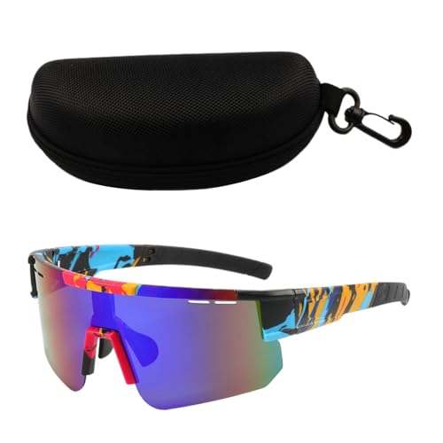 Oshhni Fahrradbrille, polarisierte Sonnenbrille, leichte, trendige Brille, blendfreie Sport-Sonnenbrille, Reitbrille zum Reiten, Streifen Blau von Oshhni