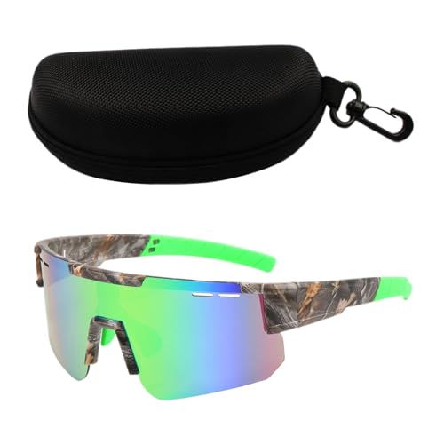 Oshhni Fahrradbrille, polarisierte Sonnenbrille, leichte, trendige Brille, blendfreie Sport-Sonnenbrille, Reitbrille zum Reiten, Streifen Grün von Oshhni