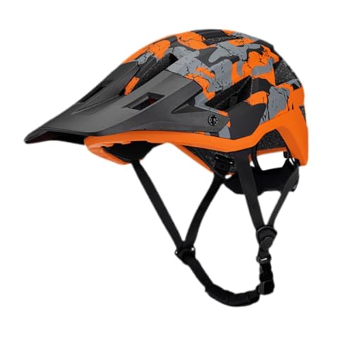 Oshhni Fahrradhelm, Mountainbike-Helm, Schutzkomfort für Männer und Frauen, Straßen-Kopfumfang verstellbar, Fahrradhelm, Orange von Oshhni