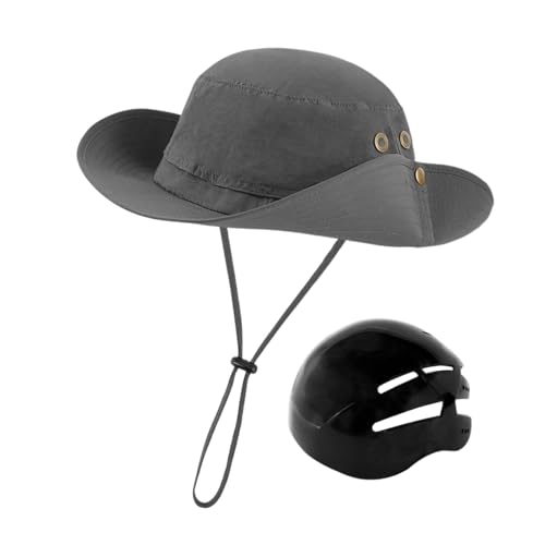 Oshhni Fahrradhelm Bike Helm Sonnenblende Hut 56-58cm Bequemer Huttyp Helm Fischermütze für Frauen Männer Outdoor, GRAU von Oshhni