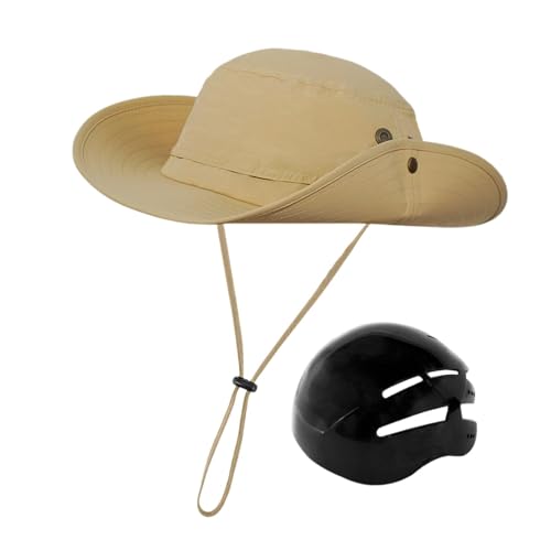 Oshhni Fahrradhelm Bike Helm Sonnenblende Hut 56-58cm Bequemer Huttyp Helm Fischermütze für Frauen Männer Outdoor, Khaki von Oshhni