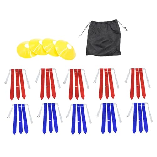 Oshhni Flaggenfußballgürtel, Rugby-Flaggengürtel, Ausrüstungszubehör mit Kegeln, Taillenflaggen-Hüftgürtel für Teenager, Erwachsene und Kinder im Freien, 10 Gürtel von Oshhni