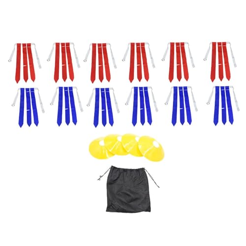 Oshhni Flaggenfußballgürtel, Rugby-Flaggengürtel, Ausrüstungszubehör mit Kegeln, Taillenflaggen-Hüftgürtel für Teenager, Erwachsene und Kinder im Freien, 12 Gürtel von Oshhni