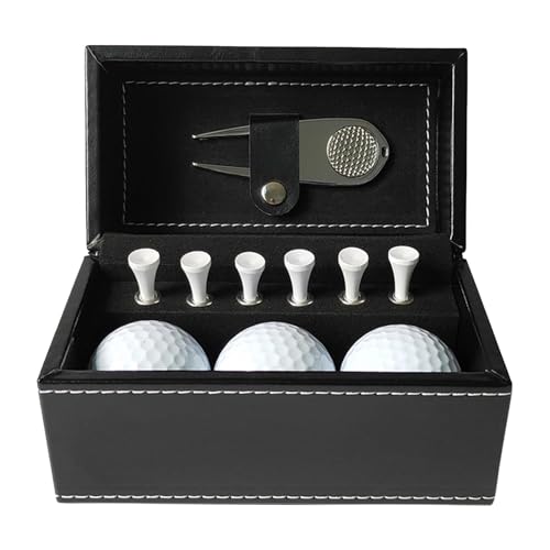 Oshhni Golfball- und Tee-Geschenkset, Golfgeschenk für Männer, 6 Tees, 3 Golfbälle für Opa, Papa, Silbernes Divot-Werkzeug von Oshhni