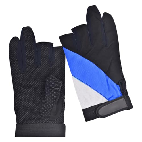 Oshhni Handschuhe mit 3 Schnittfingern, Fahrradhandschuhe, Fingerschutz, verstellbar, für Wandern, Radfahren, Blau von Oshhni