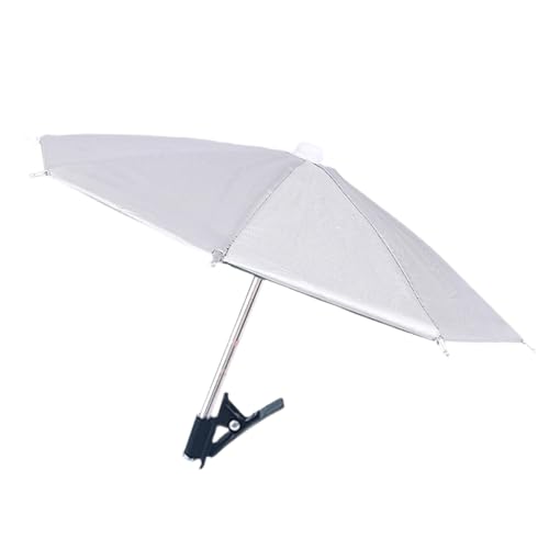 Oshhni Handy-Regenschirm, Handy-Sonnenschirmhalter, Smartphone-Durchmesser 28 cm, Gadget für die Hand, Handy-Regenschirm, Sonnenschirme, Handyständer, Silber von Oshhni