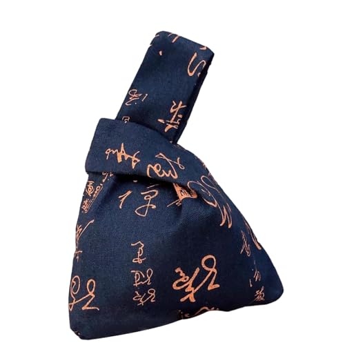 Oshhni Knotentasche mit chinesischem Kalligraphie-Muster, Kalligraphie-Handgelenktasche als Geburtstagsgeschenk, Blau von Oshhni