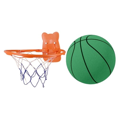 Oshhni Leiser Basketball, mit Hüpfball aus Korb, Indoor-Trainingsball für Eltern und Kinder, Kinderspielzeugball, Übungsball, für Geschenkpartys, Grün von Oshhni