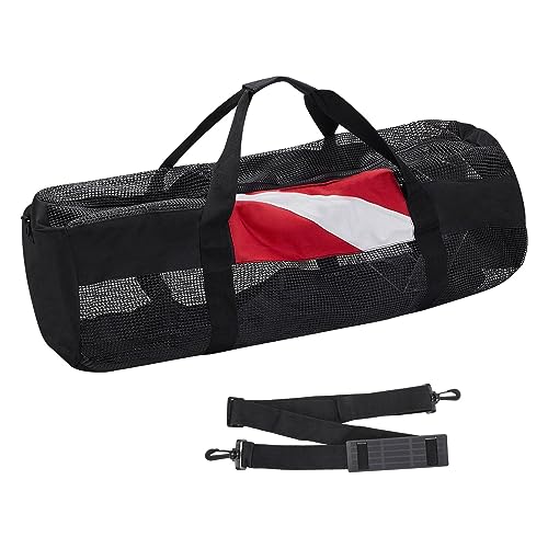 Oshhni Mesh-Sport-Reisetasche für Tauchen, Tauchausrüstung, Netztasche, Doppelreißverschlüsse mit Seitentasche, Tasche für Schnorchelausrüstung für, Viereck von Oshhni