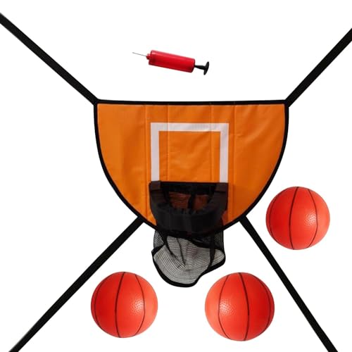 Oshhni Mini-Basketballkorb für Trampolin, Kinder-Basketballkorb, Breakaway- zum Dunking für Dunking-Basketballständer Orange, mit DREI Bällen von Oshhni