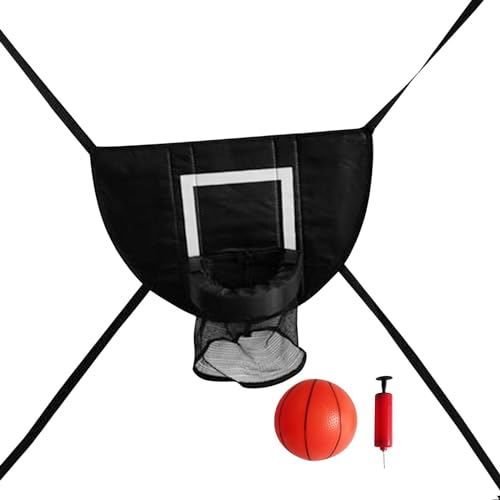 Oshhni Mini Basketballkorb für Trampolin mit Umzäunung, Basketballständer Outdoor mit Verbindungsseilen, mit einem Ball von Oshhni