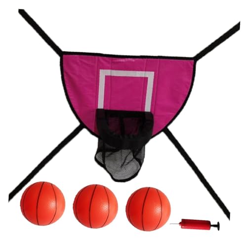Oshhni Mini Basketballkorb für Trampolin mit Umzäunung Trampolin Befestigung Zubehör Universal Basketballständer, mit DREI Bällen von Oshhni