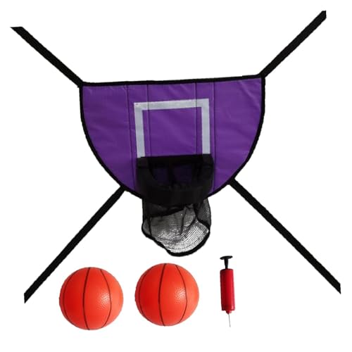 Oshhni Mini-Trampolin-Basketballkorb, leichtes Baseboard, Outdoor-Trampolin-Befestigungszubehör, Basketballrahmen, Violett, mit Zwei Bällen von Oshhni