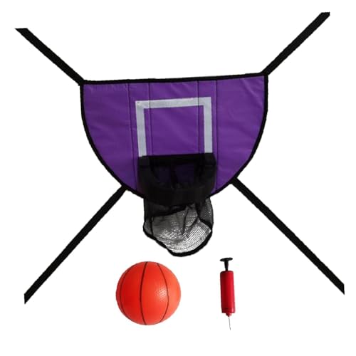 Oshhni Mini-Trampolin-Basketballkorb, leichtes Baseboard, Outdoor-Trampolin-Befestigungszubehör, Basketballrahmen, Violett, mit einem Ball von Oshhni