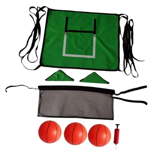 Oshhni Mini-Trampolin-Basketballkorb, leichtes Baseboard, stabil für Dunking, Kinder-Basketballkorb, Basketballständer, Grün, mit DREI Bällen von Oshhni