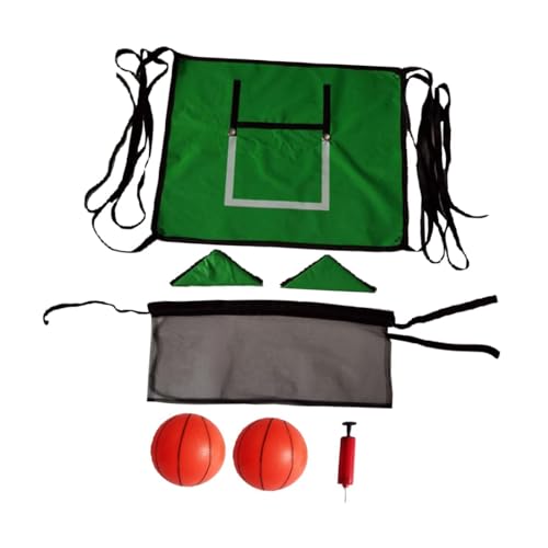 Oshhni Mini-Trampolin-Basketballkorb, leichtes Baseboard, stabil für Dunking, Kinder-Basketballkorb, Basketballständer, Grün, mit Zwei Bällen von Oshhni