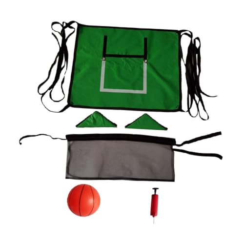 Oshhni Mini-Trampolin-Basketballkorb, leichtes Baseboard, stabil für Dunking, Kinder-Basketballkorb, Basketballständer, Grün, mit einem Ball von Oshhni