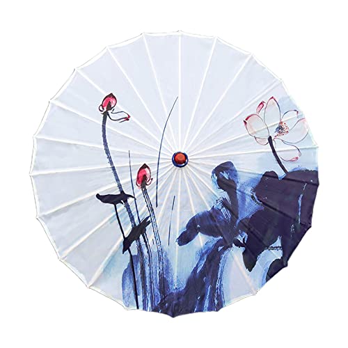 Oshhni Regenschirm aus geöltem Papier im chinesischen Stil, Regenschirm aus Seidenstoff für Damen, regenfest, 32 Zoll orientalischer Ölpapier-Sonnenschirm, Stil a von Oshhni