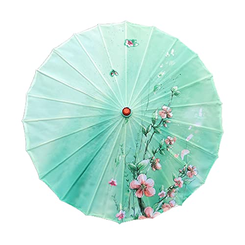 Oshhni Regenschirm aus geöltem Papier im chinesischen Stil, Regenschirm aus Seidenstoff für Damen, regenfest, 32 Zoll orientalischer Ölpapier-Sonnenschirm, Stil c von Oshhni