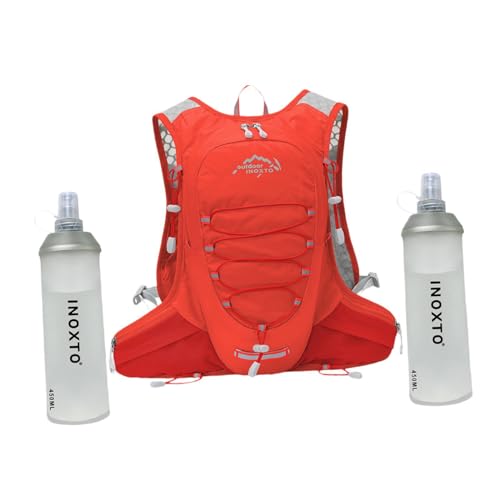 Oshhni Trinkrucksack Trinkrucksack mit 450 ml Wasserblase Ultraleichter Fahrradrucksack für Erwachsene zum Klettern Wandern Camping , Rot von Oshhni