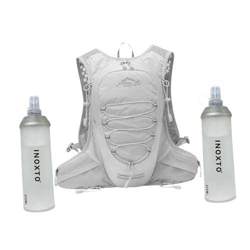 Oshhni Trinkrucksack Trinkrucksack mit 450 ml Wasserblase Ultraleichter Fahrradrucksack für Erwachsene zum Klettern Wandern Camping , grau von Oshhni