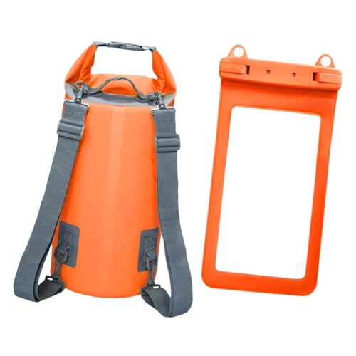 Oshhni Wasserdichter Dry Bag-Rucksack mit Rolltop-Aufbewahrungstasche und Telefontasche für Wasserpark, Orange von Oshhni