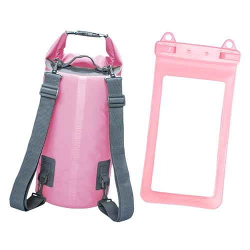 Oshhni Wasserdichter Dry Bag-Rucksack mit Rolltop-Aufbewahrungstasche und Telefontasche für Wasserpark, ROSA von Oshhni