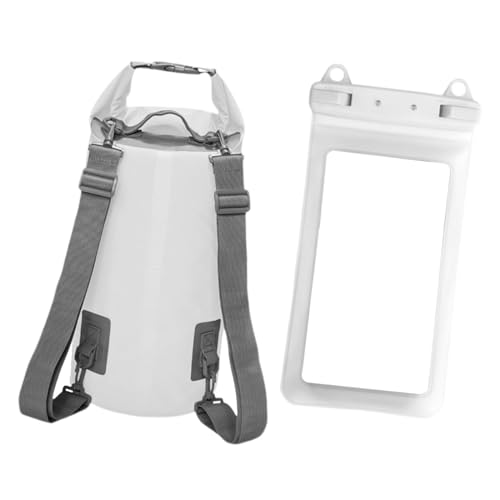 Oshhni Wasserdichter Dry Bag-Rucksack mit Rolltop-Aufbewahrungstasche und Telefontasche für Wasserpark, Weiß von Oshhni