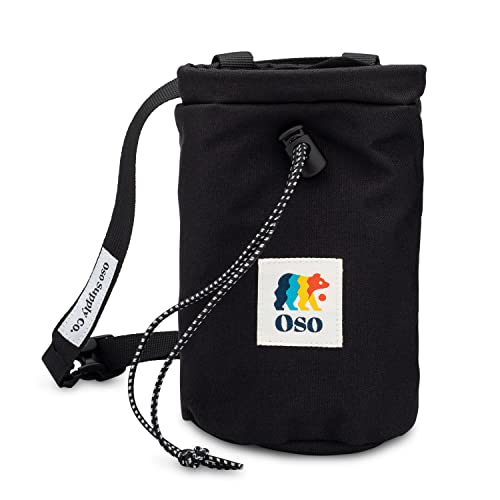 Oso Supply Co - Kreidebeutel für Klettern, Bouldern, Kreidebeutel mit Schnellclip-Gürtel, Reißverschlusstaschen und Tasche – perfekte Ausrüstung für Indoor/Outdoor Kletterausrüstung (schwarz) von Oso Supply Co