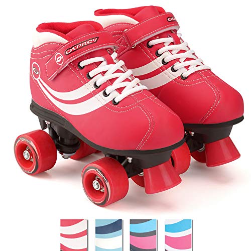 Osprey Disco Quad Rollschuhe für Erwachsene und Kinder, Retro Rollschuhe mit ABEC 7 Kugellager, UK Adult 6/EU 39-40, Rot von Osprey